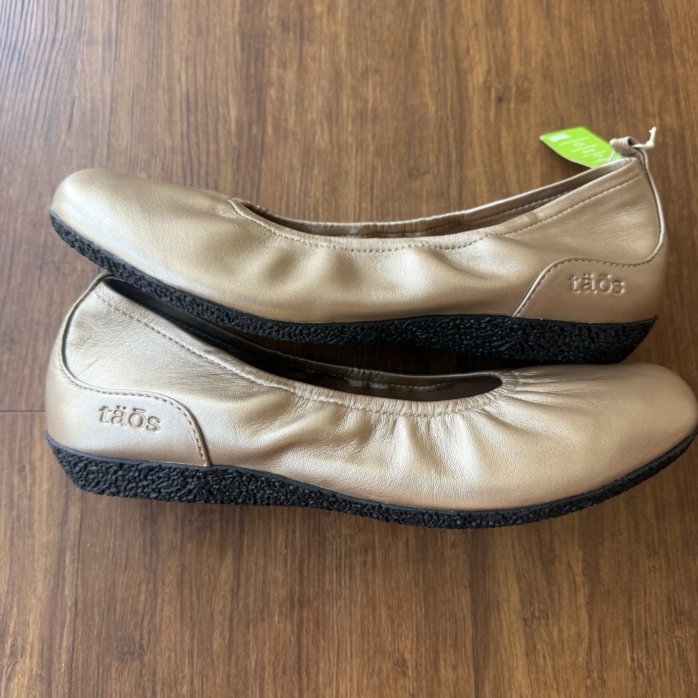 Taos Chit Chat Ballet Flats Womens 10 Champagne Metallic Leather Comfort Shoes - Picture 3 of 13